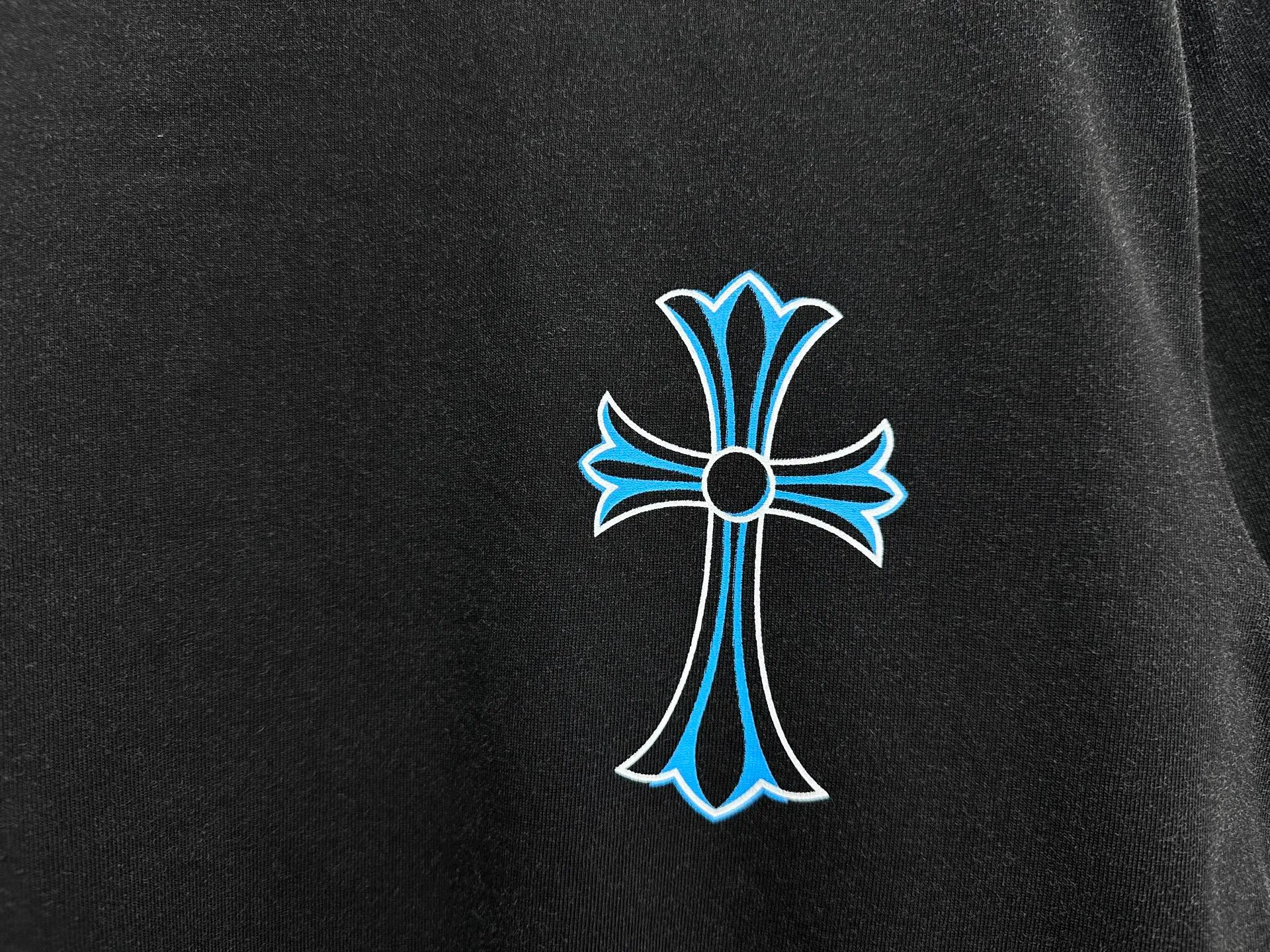 🅿️180 [Chrome hearte] Chrome hearte 25ss early spring new Sanskrit washed T-shirt ·280 grams of 100% cotton double yarn jersey fabric ·Special thickened 32 pieces of double-ply 1x1 thread in the same cylinder custom-dyed ·Double-needle stitching and cross-stitching technology ·Original main mark washed tag Color: washed black Size: XS-L